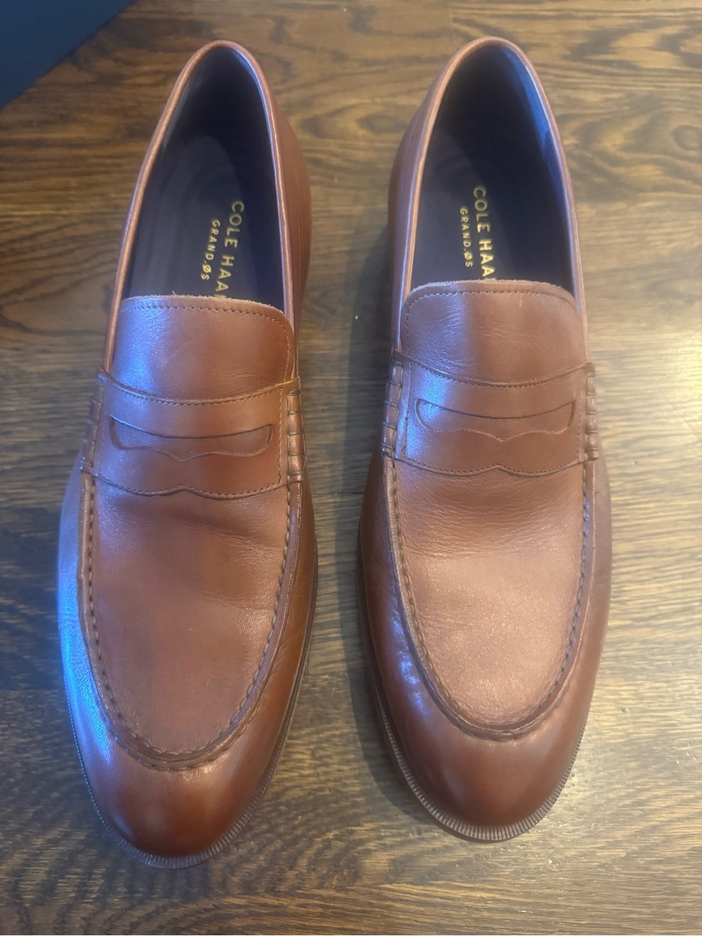Cole Haan Brown Leather Loafers with Navy Insole